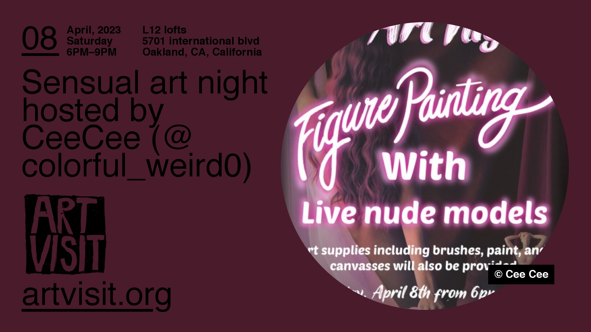 Sensual art night hosted by CeeCee (@colorful_weird0)